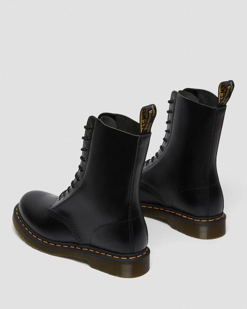 Black Men's Dr Martens 1490 Smooth Leather Mid Calf Ankle Boots | CA 416DFM